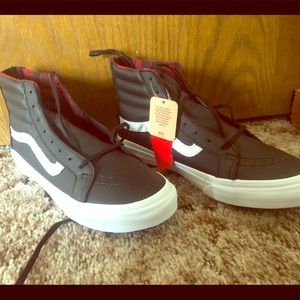 Black leather high tops